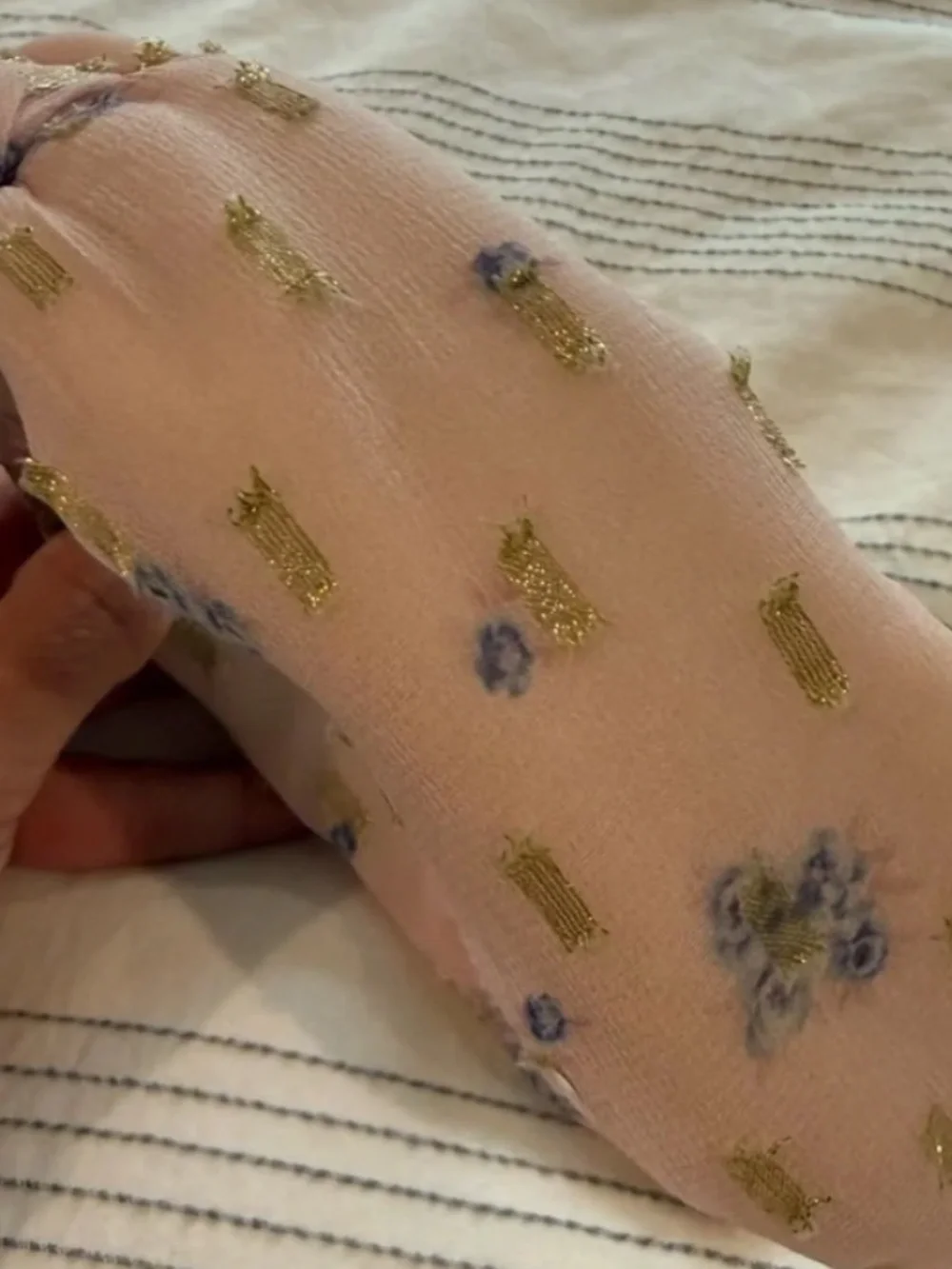 Like new Rare Lele Sadoughi padded headband in soft lavender and white gingham.